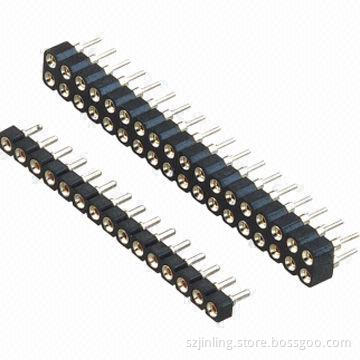 Straight Angle 2.54mm Pitch Female Headers, Round Pin, Dual-row